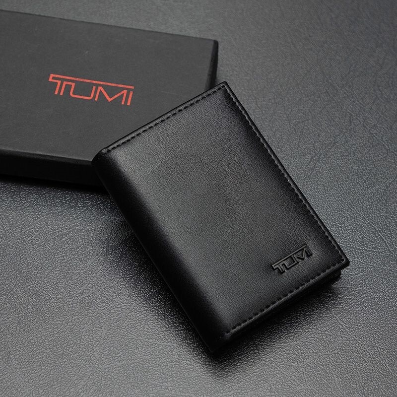 ◇❒♘ tumi tumi road ming men black pickup package a layer cow leather card holder business short a wallet for zero wallet