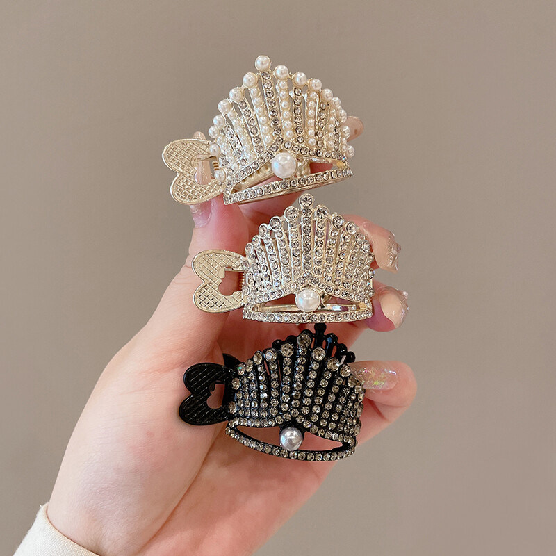 Metal High Ponytail Pearl Clip Crown Girl Phụ Kiện Tóc