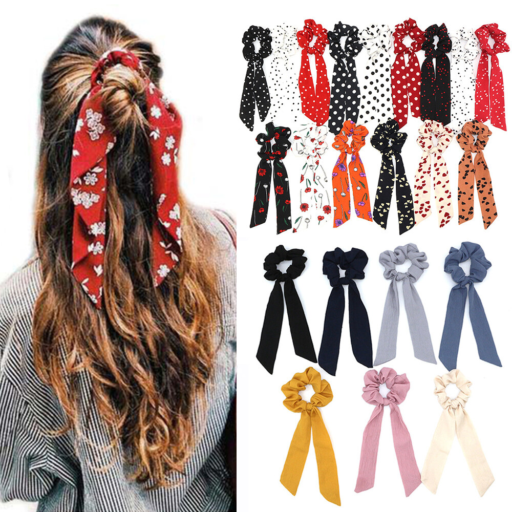 Boho Print Hair Scrunchie Ponytail Holder Scarf Hair Tie Rope Elastic Hair Band