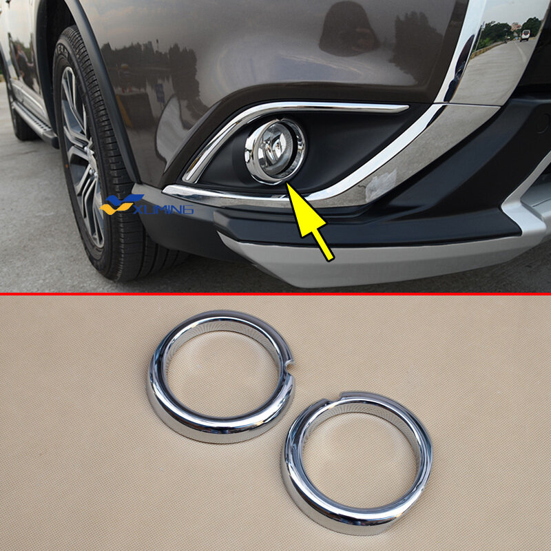 Xuming for mitsubishi outlander 2016 2017 2018 2019 2020 fog light cover chrome front foglight lamp accessories