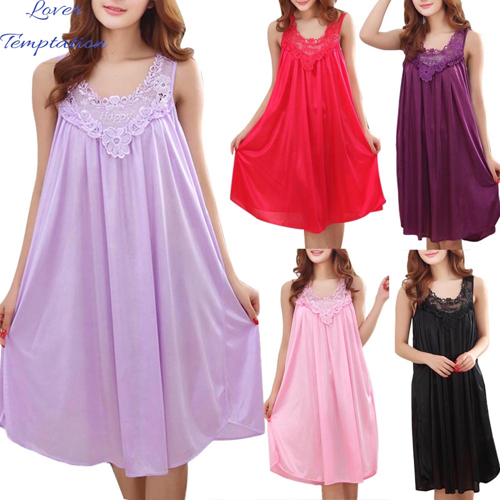 Lover ® Nightdress Soft Sexy Breathable Summer Sleeveless Nightdress for Women