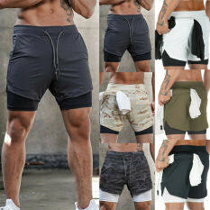 Happybuyner Đàn Ông Thường Ngày Đi Biển Mùa Hè Quần Short Thể Thao Các Môn Thể Thao Trong Phòng Tập Trên Đầu Gối Đào Tạo Đồ Bơi Nhanh Khô 2 In1short Quần Để Chạy Ngoài Trời