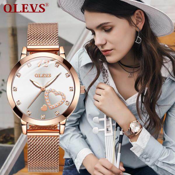 OLEVS Ban Đầu người phụ nữ Đồng hồ thời trang nữ Đồng hồ Milanis hồ đeo tay đồng hồ đen Trắng bán chạy