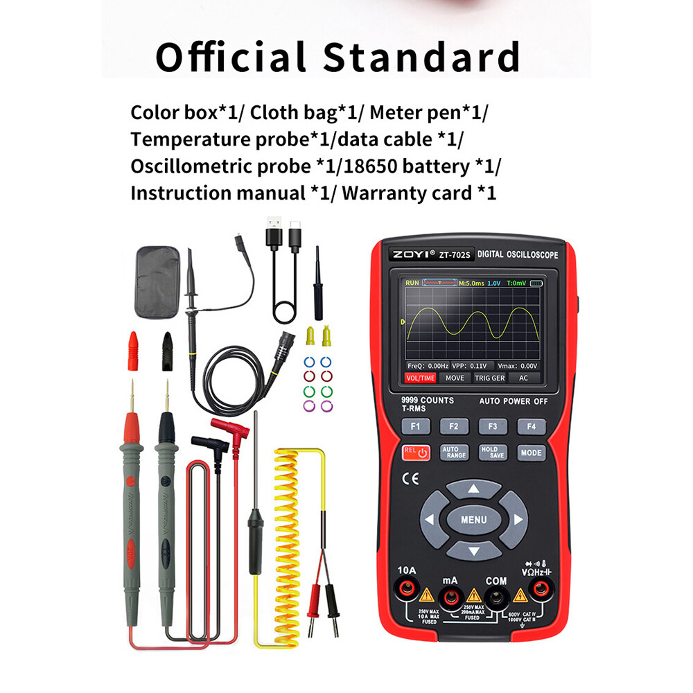 Cảm biến thông minh 2in 1 máy hiện sóng kỹ thuật số vạn năng 48msa/S tỷ lệ lấy mẫu 10MHz băng thông 9999 đếm RMS thật 2.8inch IPS Màn hình màu vạn năng