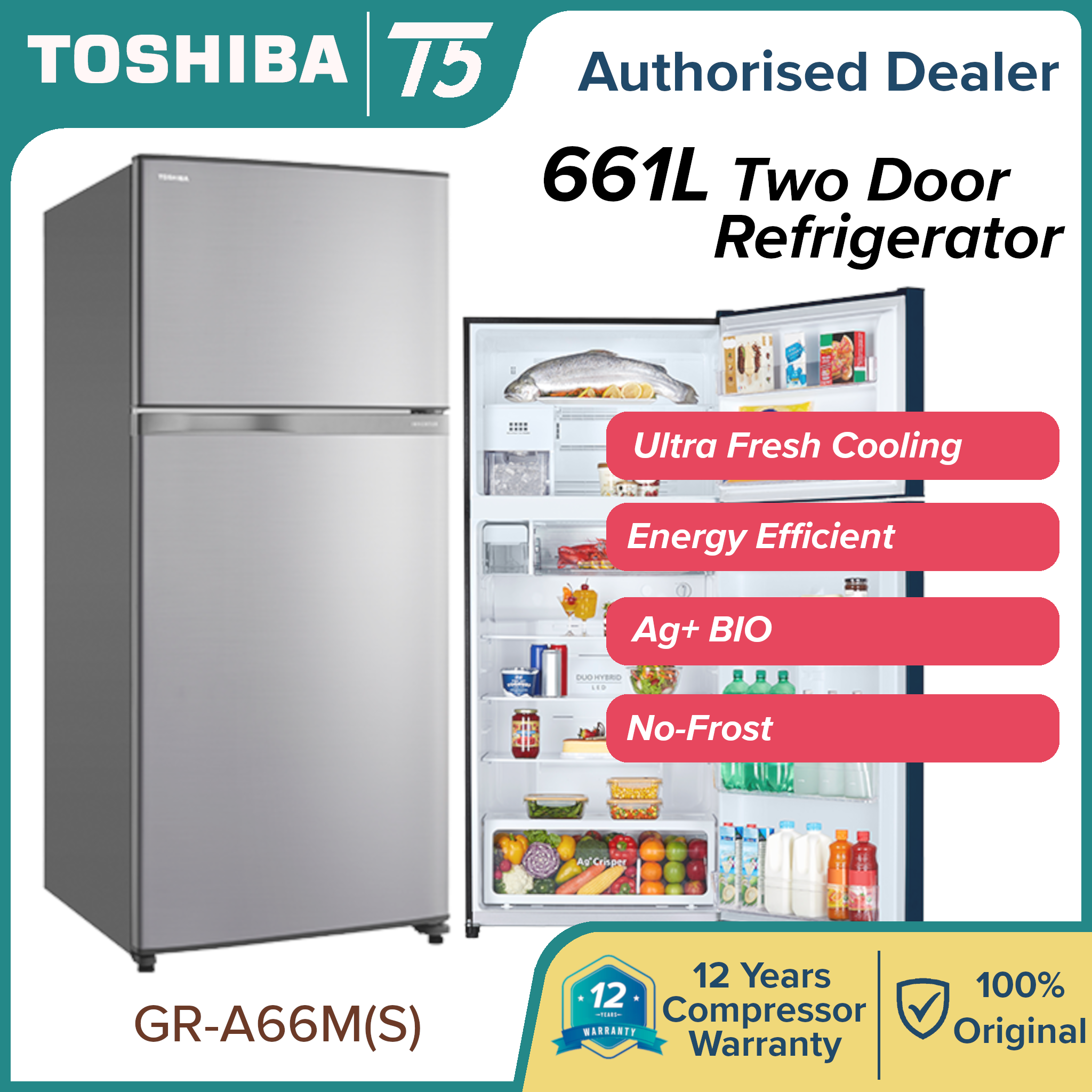 Toshiba on sale 661l fridge