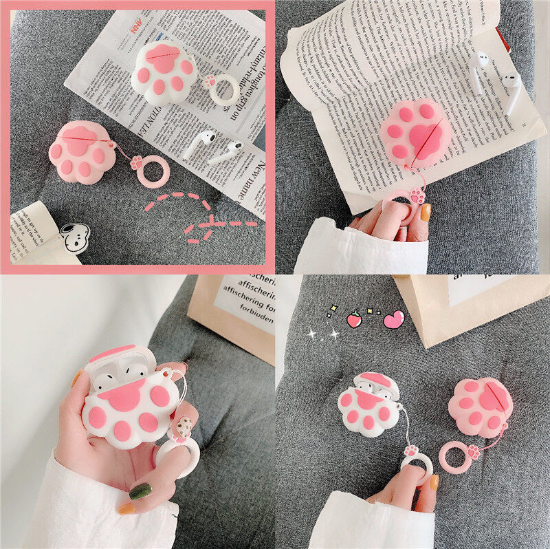 Ốp bảo vệ chân Mèo Tai nghe không dây Bluetooth thiết kế 3D dễ thương cho Apple Airpod 4 Silicon mềm Vỏ chống sốc cho AirPods 3 Pro 2 1 phụ kiện hộp sạc