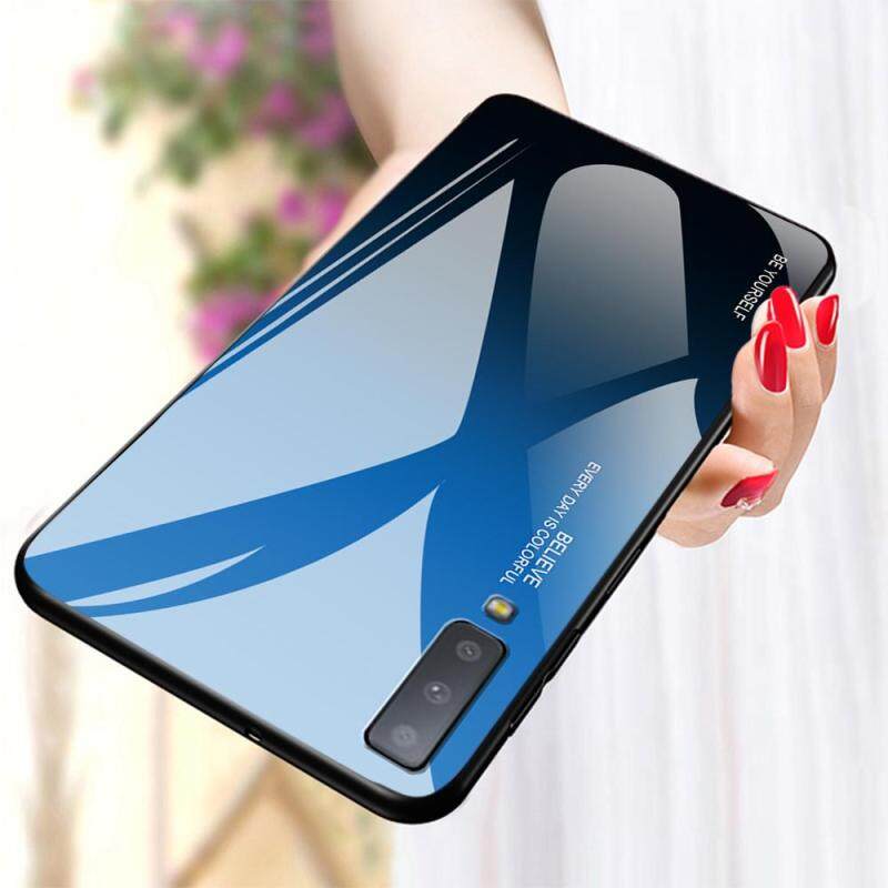 Giá Gradient kính màu + PC + TPU Ốp cho điện thoại Samsung Galaxy A7 (2018)