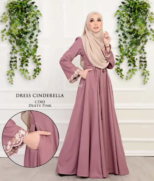 jubah satin princess cut