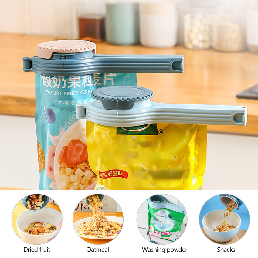 2Pcs Food Bag Sealing Clip，2PCS Food Bag Sealing Plastic Clips with Discharge Nozzle Seal and Pour.Great for Kitchen Food Organization and Storage