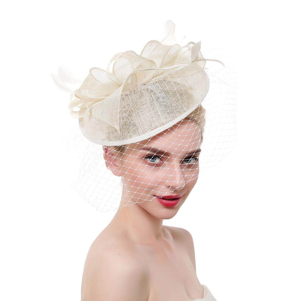 Bigood Women Girl Flower Feather Fascinators Party Hat Hair Clip Wedding Tea Headwear