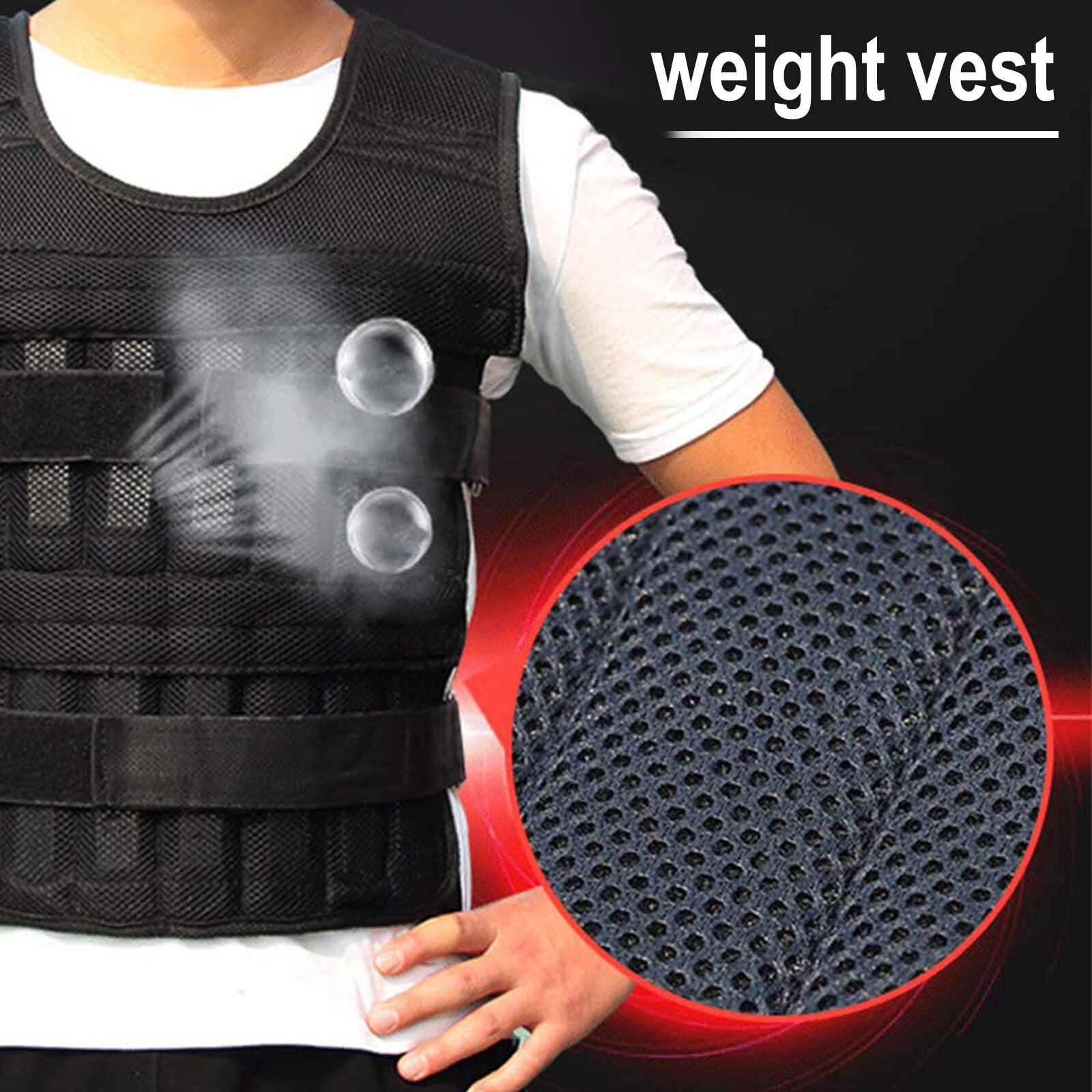 Weight Vest 15kg / 35kg Adjustable Weight Jacket, Breathable Weight Vest, With Multiple Pockets