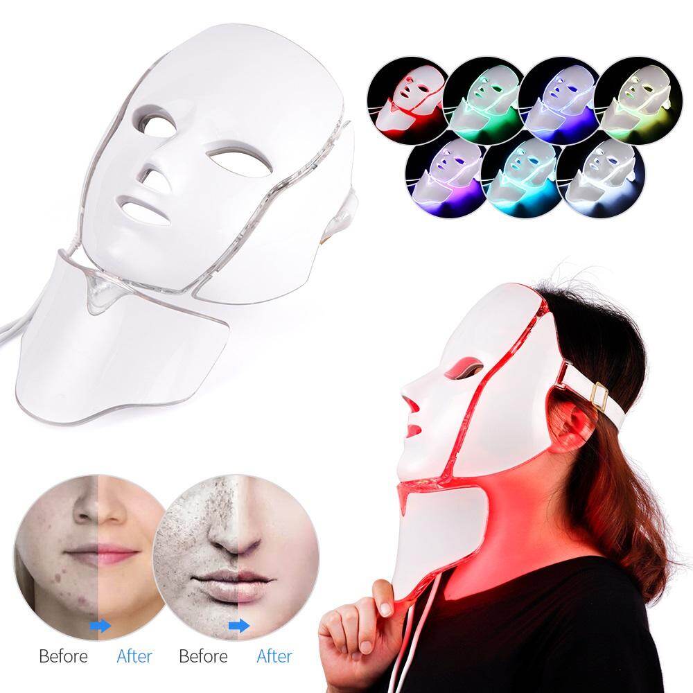 foreverlily 7 Colors Light LED Facial Mask With Neck Skin Rejuvenation Face Care Beauty Anti Acne Therapy Whitening led mask
