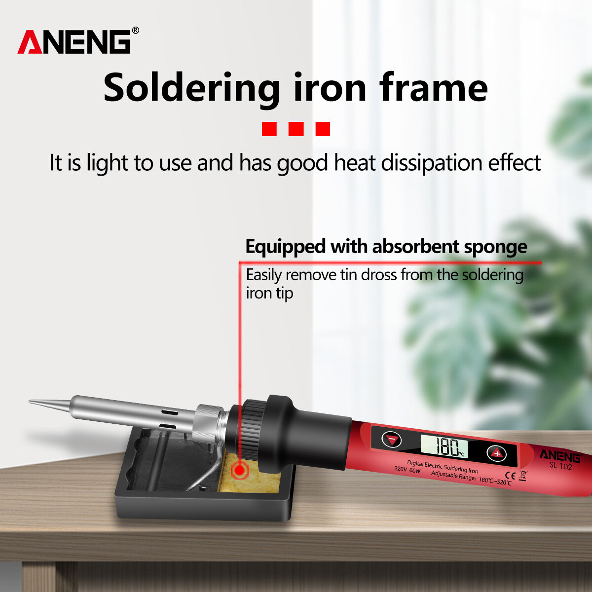 Cảm biến thông minh aneng mini mỏ hàn điện với LCD Màn hình hiển thị kỹ thuật số thông minh Bộ dụng cụ sắt Hàn cho sửa chữa linh kiện điện tử mà không cần 5 đầu sắt