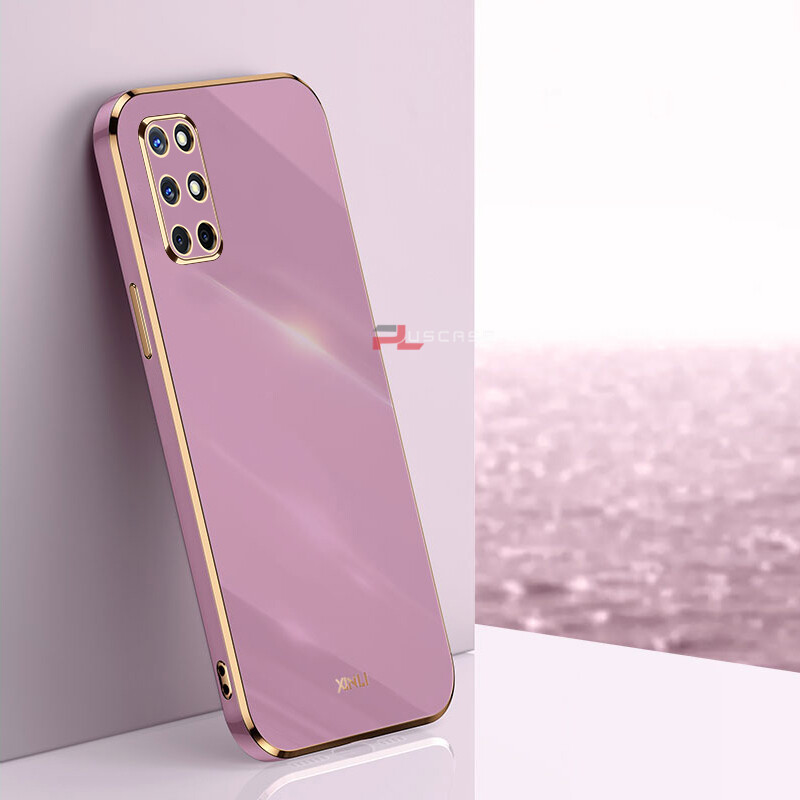 PlusCase for OnePlus 9R 6D Plating Soft Case Lens Protector Square Frame Silicone Glossy Shockproof Phone Back Cover