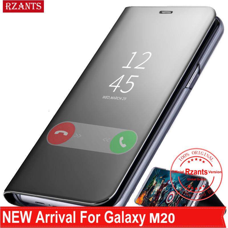 Rzants untuk Samsung Galaxy M20 Case Mewah Slim【mirror】intelligent Berdiri Ponsel Putar Kulit Casing