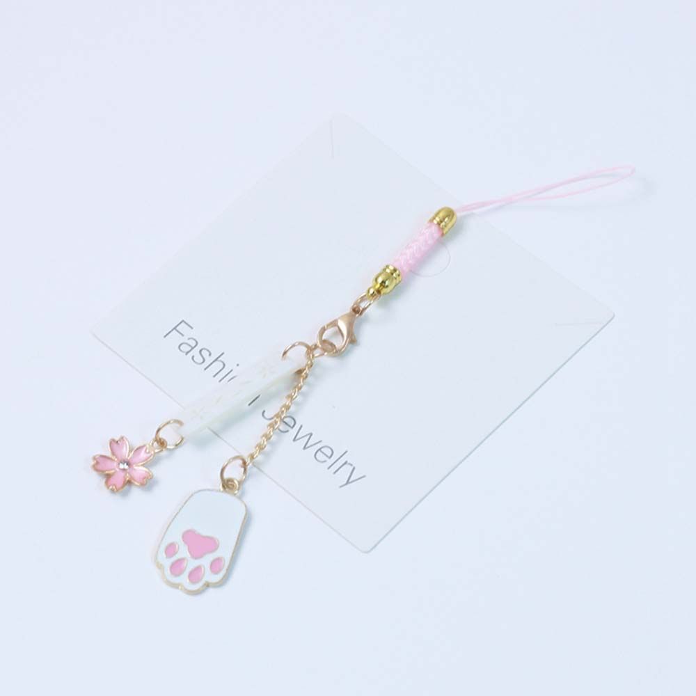 FSFDS dây chuyền Hoạt hình Kim loại Chân mèo Hoa Dây treo Dây treo Phụ kiện điện thoại di động Dây đeo điện thoại di động Móc khóa Dây buộc điện thoại di động Dây buộc điện thoại di động