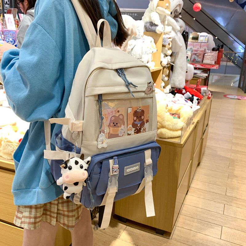 Johnn New contrast color backpack college student backpack large capacity middle school student schoolbag