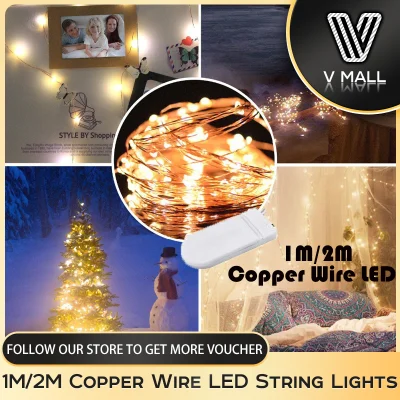 1M/2M Copper Wire LED String Lights Party Decoration Lighting Decor Light Battery Power Warm White LAMPU LED