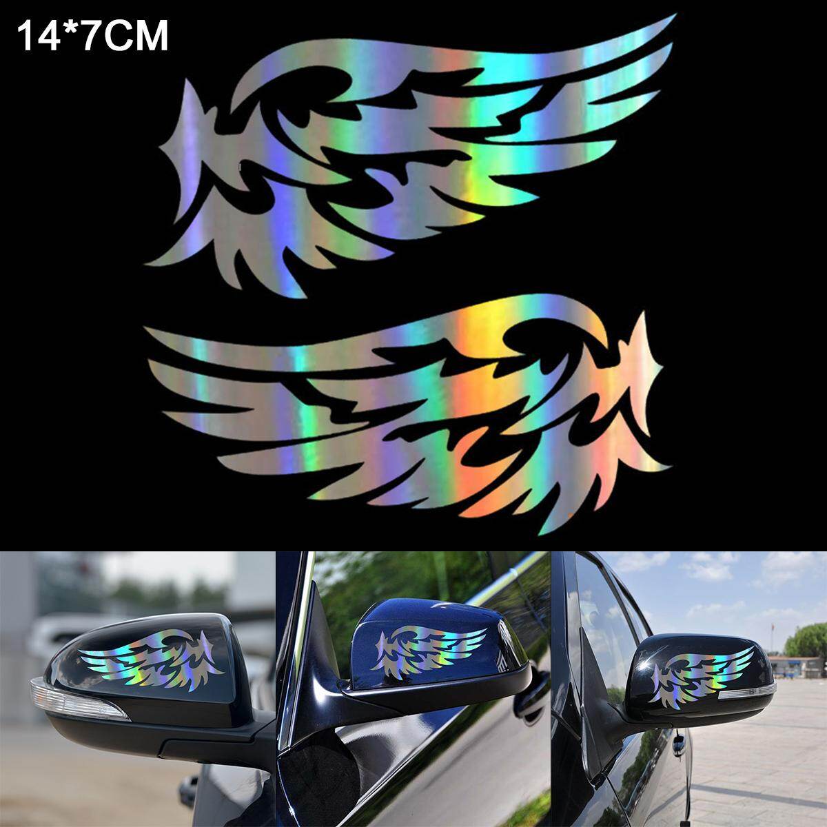 14 x 7 CM Laser Vinyl Angel Wings Pattern Outdoor Reflective Car Motorcycle Scratch Sticker