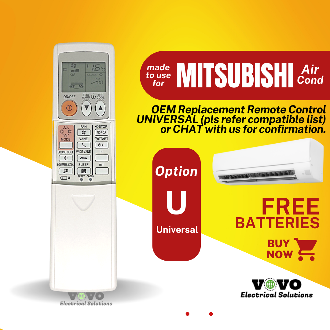 MITSUBISHI OEM Air Cond Replacement Remote Control [FOC Battery