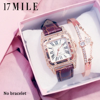 17 MILE Fashion Quartz Diamond Flower Wrist Watch Women Waterproof Women Digital Watches Accessories Relo (No bracelet)