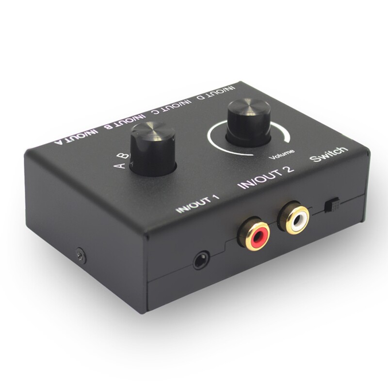 4 Port Audio Switch, 3.5mm Audio Switcher, Stereo AUX Audio Selector, 4 Input 2Output/2Input 4 Output Audio Switcher Box