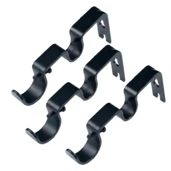 Dolity 3pcs Drapery Double Curtain Rod Wall Bracket Holder Heavy