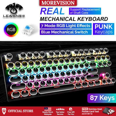 LEAVEN Punk REAL Blue Switch RGB Mechanical Keyboard 87/104 Keys Gaming Backlight Keycaps For Office Laptop PC Notebook
