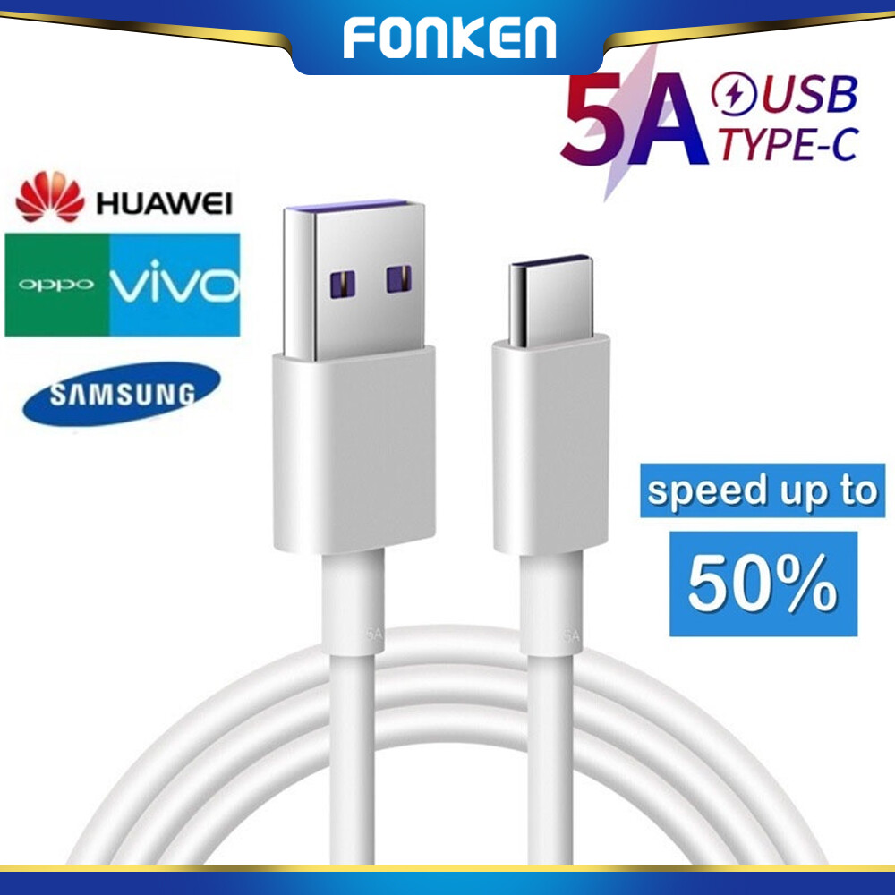 Fonken 5A SuperCharger Type C Cable Fast Charging Cable Huawei Cable USB Cable USB Type C Cable