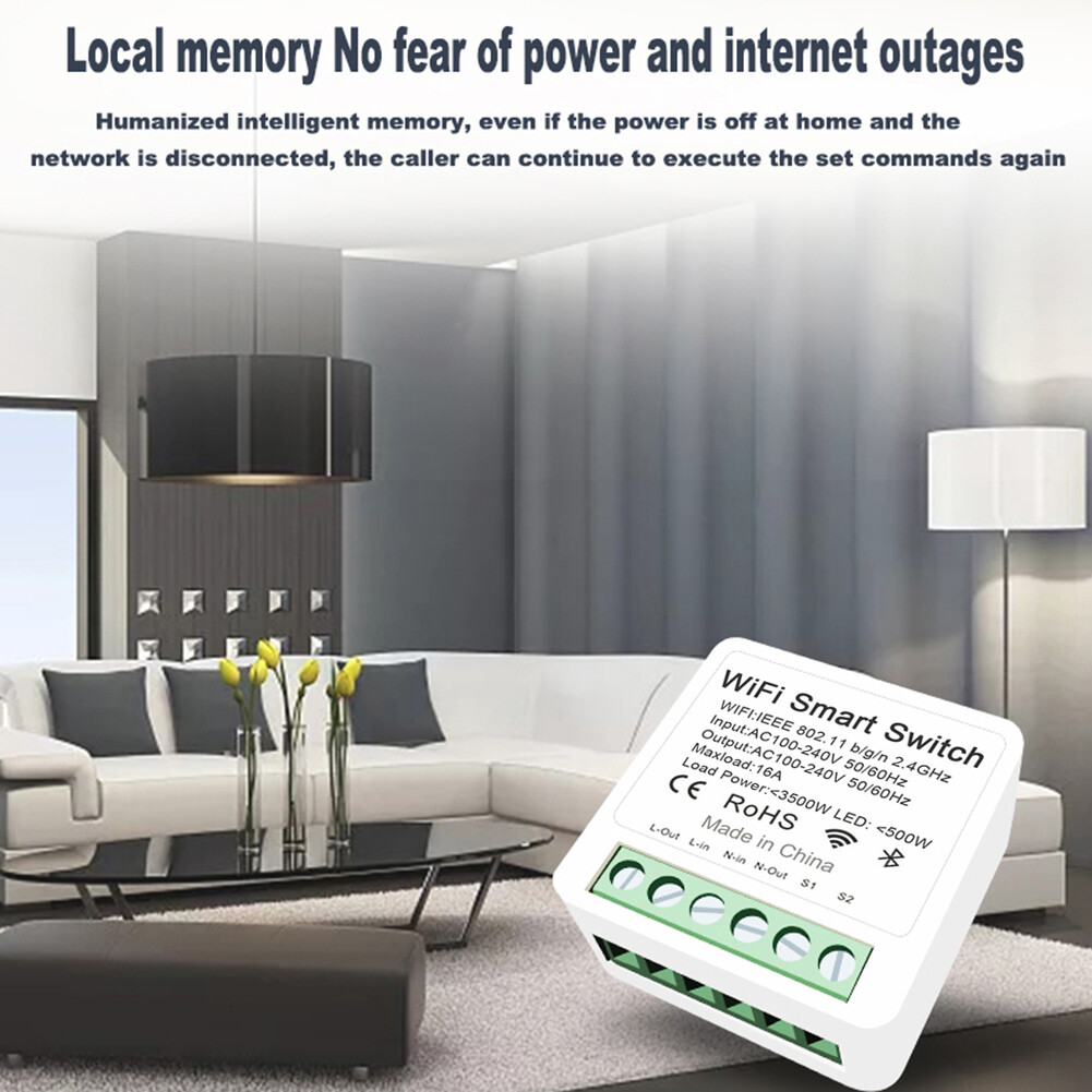 EL style EWeLink Wifi 16A MINI Smart Switch Supporte 2-way control Timer Wireless Switch mart Home Automation Compatible with Alexa Goo-gle Home