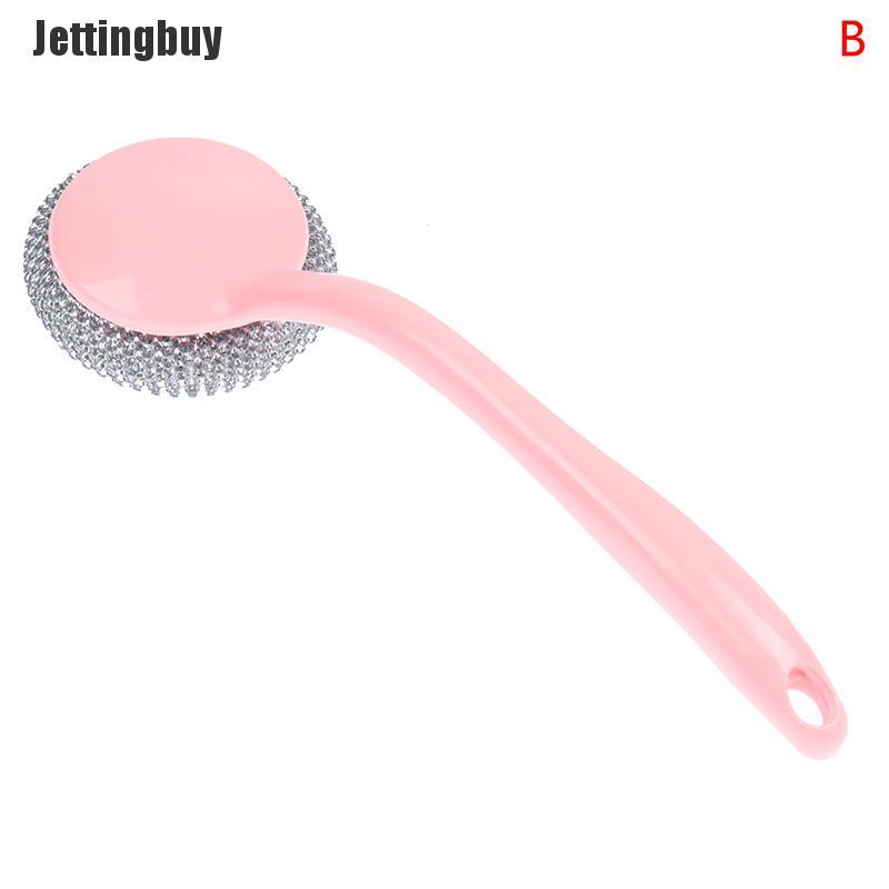 [Jettingbuy] Wire Ball Brush With Handle Pan Cleaning Brush Dish Handle Washing Brush