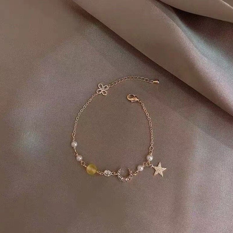 Fashion Women Bow Pearls Charm Bracelet High Quality Crystal Thin Chain Bracelet Fashion MARMALA Jewelry