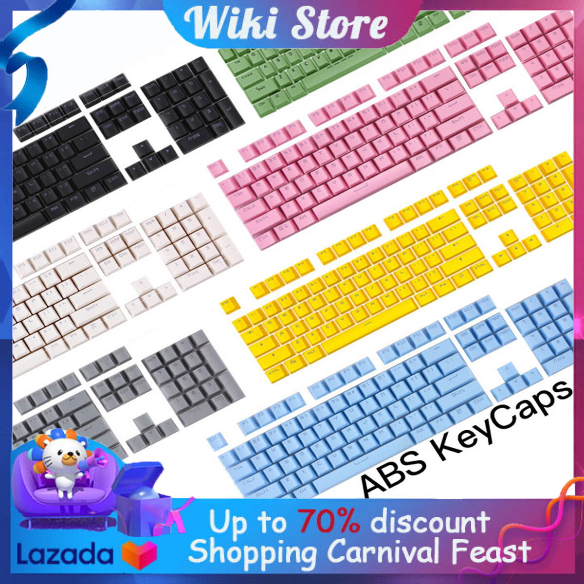 Wiki 104 Cái/bộ Phổ Ergonomic Backlit Key Cap Keycaps Cho Bàn Phím Cơ Khí