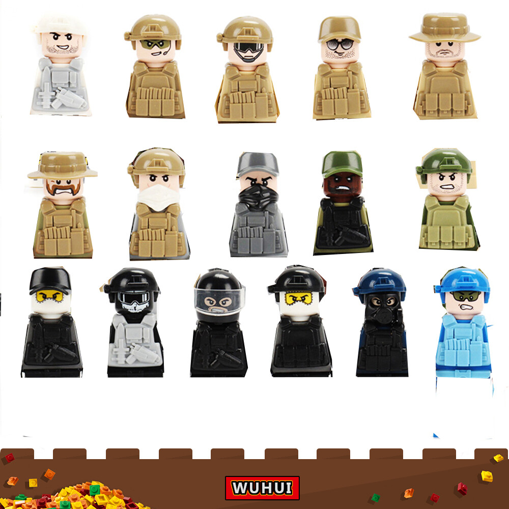 WUHUI 16PCS SWAT Military Army WW2 Minifigures Toy Building Kit Toys  Building Blocks SWAT SEALs Partisans Military Figure Soldier Building Bricks Kids Toy Toys for Boys Girls Compatible with All Brands