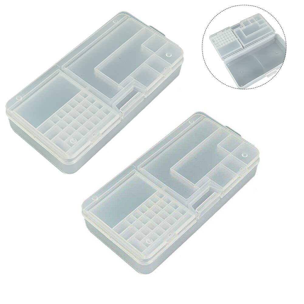 2Pcs Transparent Rectangle Plastic Storage Box Screw Holder Case Organizer Container Tool Box