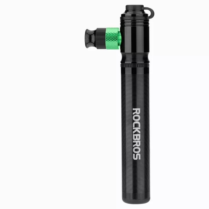 ROCKBROS Bike Pump Protable 110PSI Mini Bike Inflator Schrader Presta Adapter Aluminum Pump Compatible CO2 Cartridge Bicycle Accessories