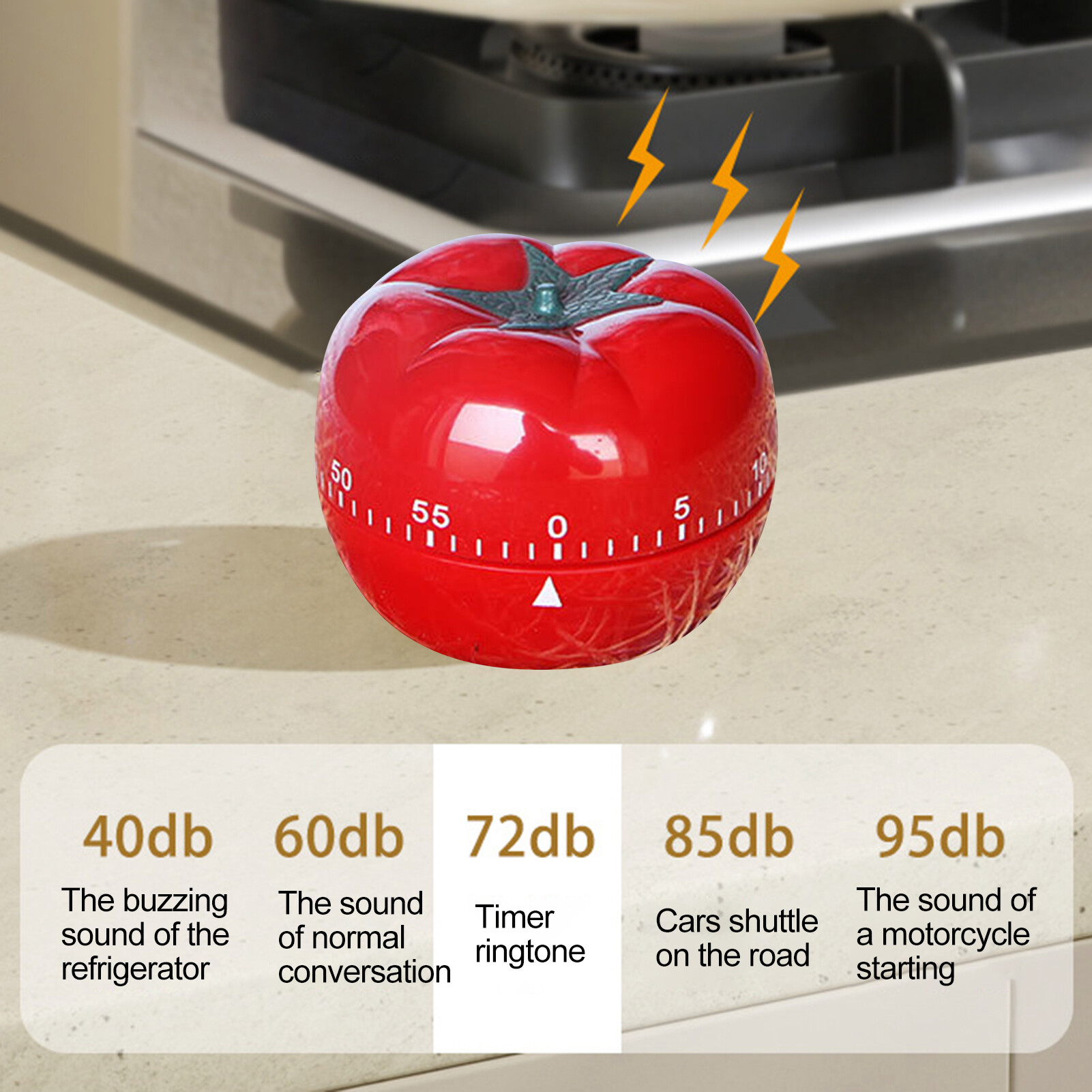 rego001 Tomato Shaped Kitchen Timer Decorative Kitchen Timer Kitchen Timer Cute Tomato Shape 1-60 Minute Countdown Mechanical Alarm Clock for Cooking Baking and More