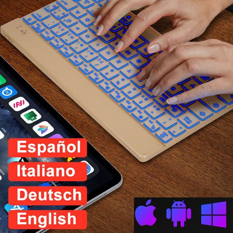 Wireless Bluetooth Keyboard Mini Tablet Keyboard Rechargeable Backlit Keyboard For Ipad Spanish German Italian English Keyboard