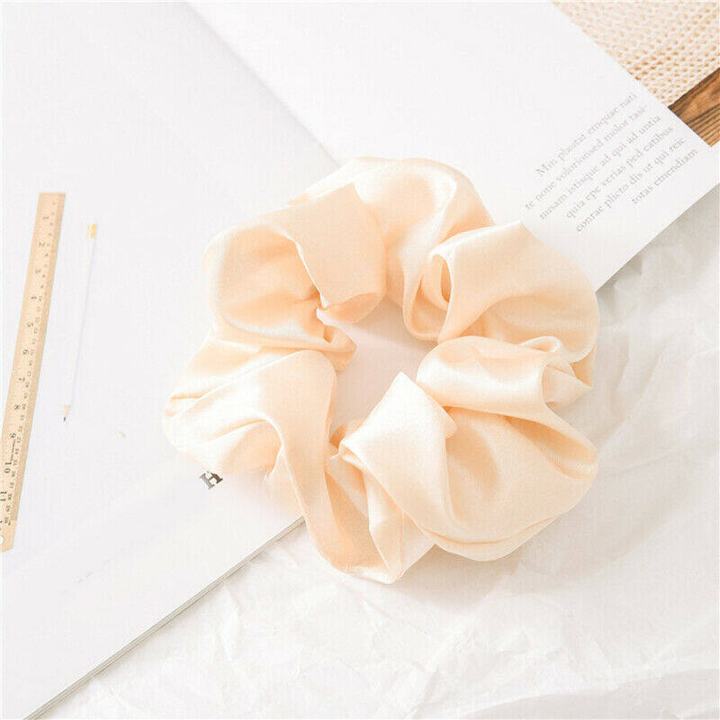 【PrettySet】1 Pcs Satin Silk Hair Tie Solid Color Elastic Ponytail Holder Hair Rope