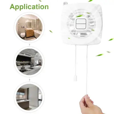 【Ready Stock】6'' 8'' 10'' High Speed Exhaust Fan Toilet Kitchen Bathroom Hanging Wall Window Glass Small Ventilator Extractor Exhaust Fans Pull Rope White Mini Fan Extraction Ventilation Wall Kitchen Bathroom Toilet Fan Hole
