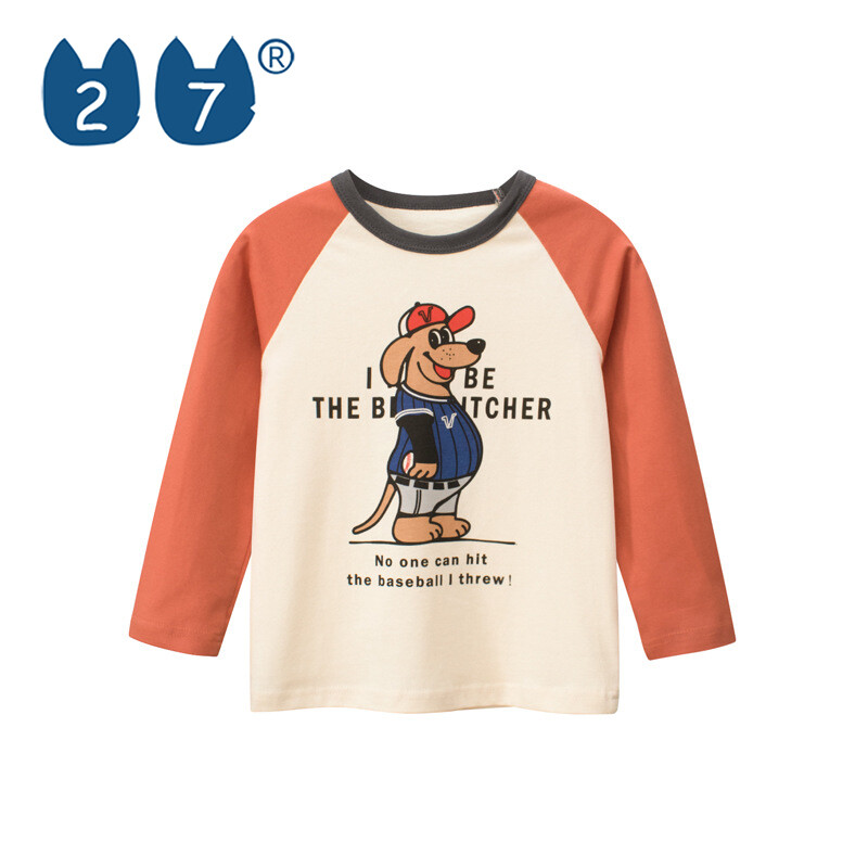 27kids long sleeve t shirt t-shirt tshirt boy clothing baby for kids boys clothes baju kanak budak lelaki anak lelaki lelaki Kids Clothing Below RM49 yellow casual fashion black cotton (Free gift cartoon stickers)