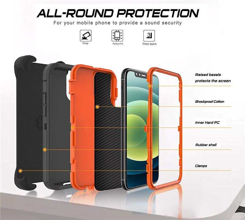 Defender Case for iPhone 14pro max 12 11 13 Pro Max Mini Hybrid Heavy Shockproof Case For iPhone X XS Max XR 6 6S 7 8 Plus SE2 Cover Shell