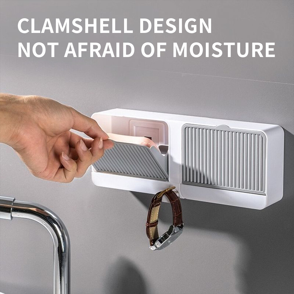Soap Dish draining double compartment soap holder punch-free soap box