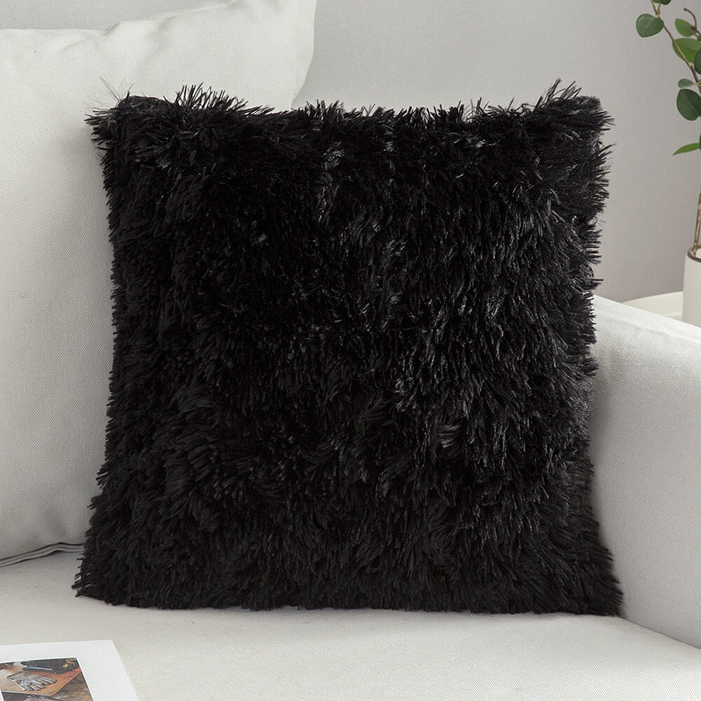 Plush Throw Pillow Household Nordic Plush Solid Short Plush Throw Pillow Case