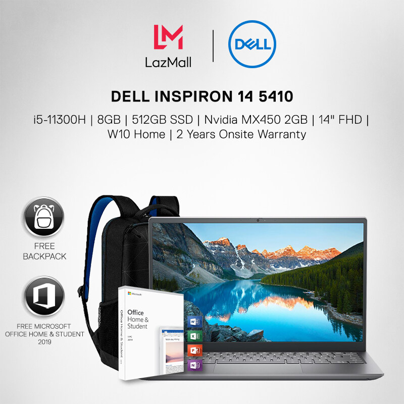 Dell Inspiron 14 5410 (i5-11300H/8GB/512GB SSD/MX450/14 FHD/ WIN10/2YRS WARRANTY/ Microsoft Office Home & Student 2019) Laptop + Free Backpack Malaysia