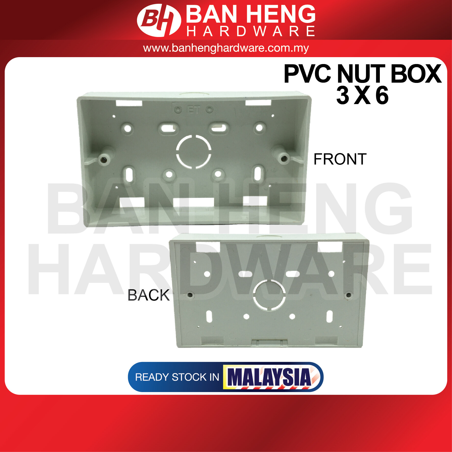 PVC NUT BOX SURFACE TYPE 3x3/3x6/3x7/3x10/3x13 (ELECTRICAL BOX, WHITE