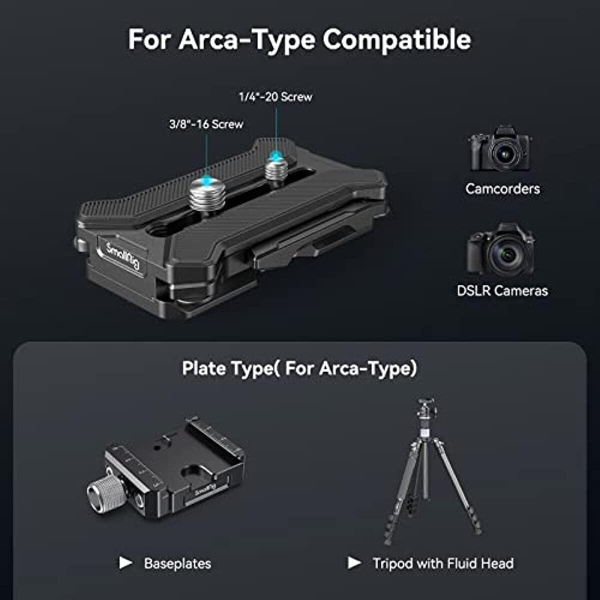 SmallRig Arca Quick Release Plate with Foldable Quadruped Support for Tripod Ball Head 38mm Manfrotto Base Mount 3913