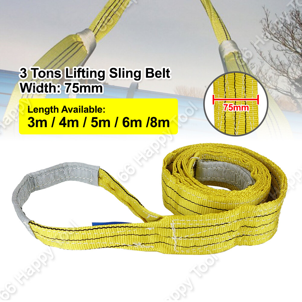bing Lifting Sling Belt 3 Tons (75mm) 3m 4m 5m 6m 8m Heavy Duty
