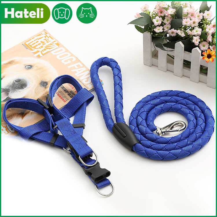 【HATELI】2PCS Pet Leash Adjustable Collar Dog Chain Chest Strap Soft And Comfortable Medium-sized Small Dog Dog Two-piece Rope（Size:S / Random Color）