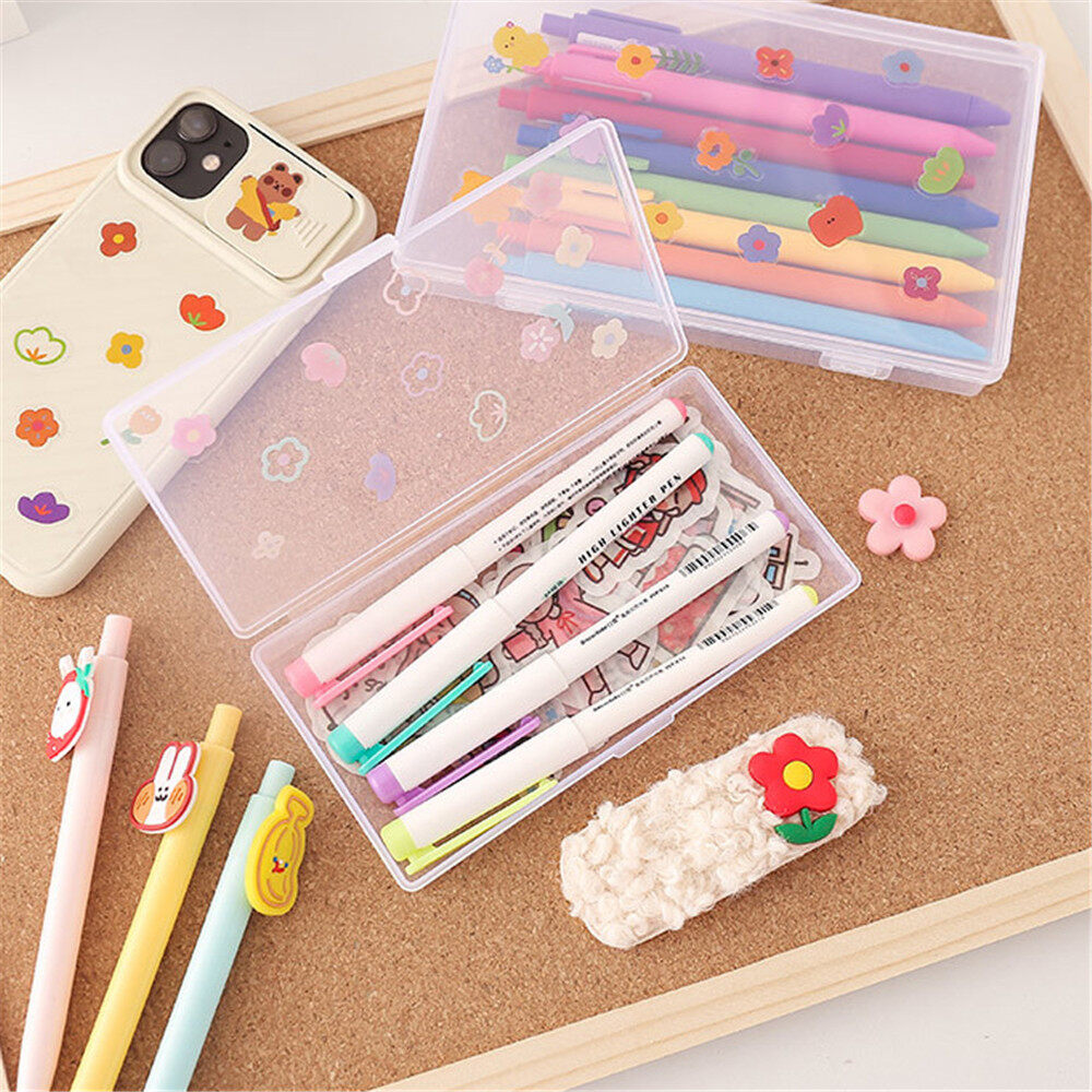 【YOY】Transparent Memo Mini Storage Box Student Plastic Pencil Box Desktop Organize Case